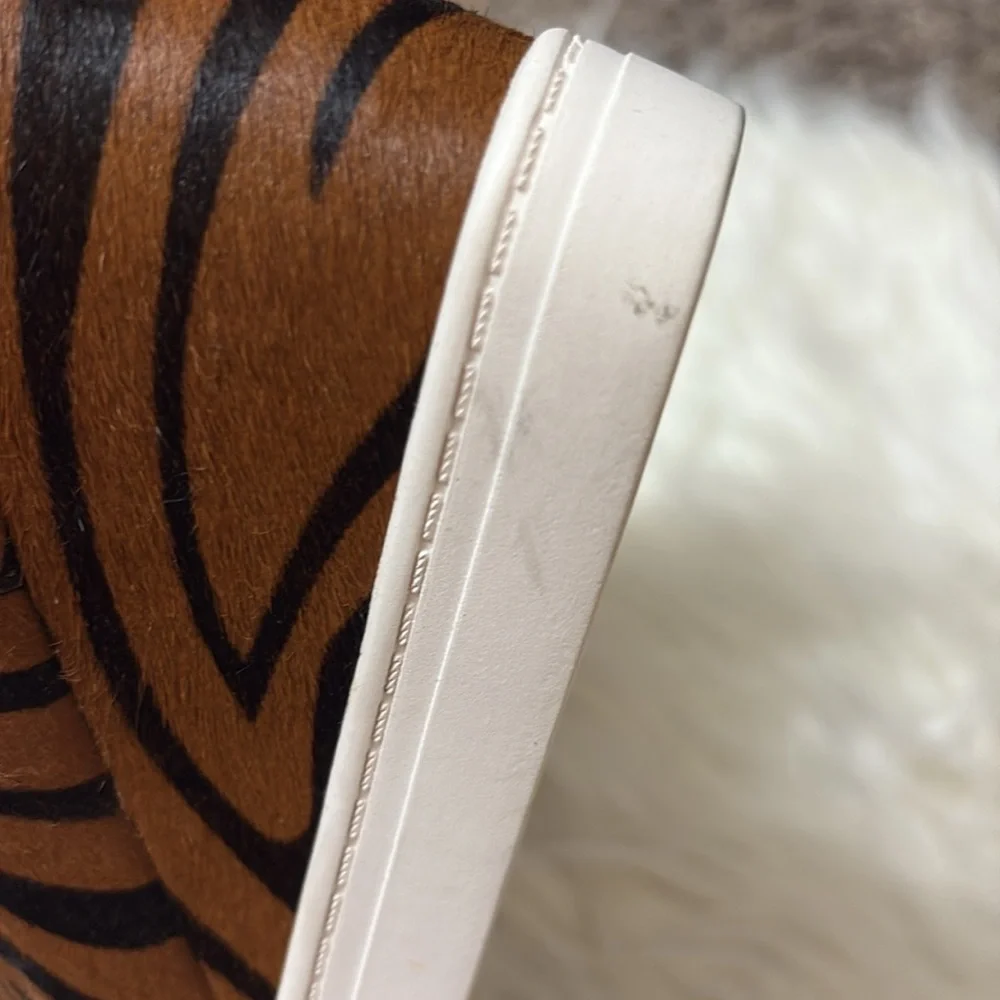 Linea Paolo Real Fur Printed Calf Hair Zebra Print Felicia Wedge Sneaker Booties